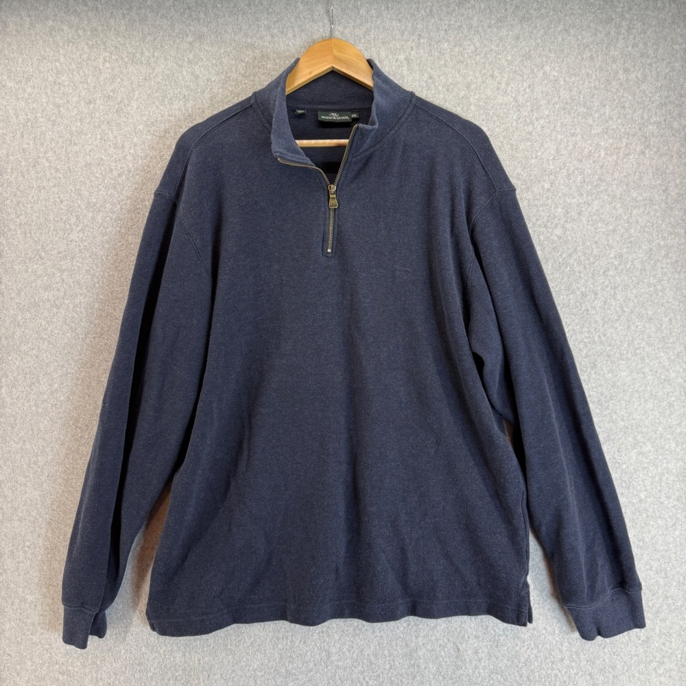 Rodd & Gunn Mens 2XL Quarter Zip Pullover Sweater Long Sleeve Casual Navy‎ Blue